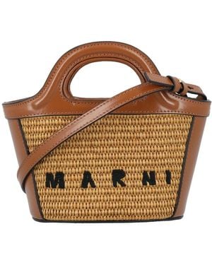 Marni Tropicalia micro shopper bag - raw sienna - pelle - Marrone