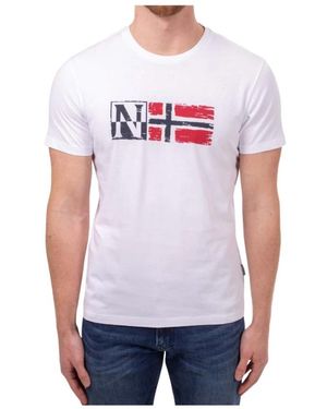 Napapijri Tops ,Wit ,Katoen T-Shirt Met Korte Mouwen