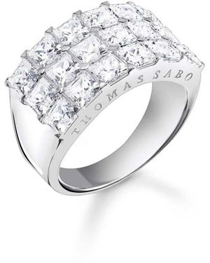 Thomas Sabo Ring Mit Weißen Pavé-Steinen - Mettallic