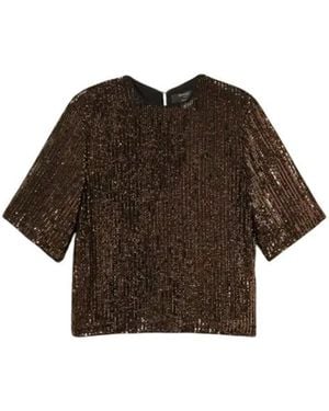 Twinset Overhemden ,Bruin ,Polyester Sequin Stripe Blouse