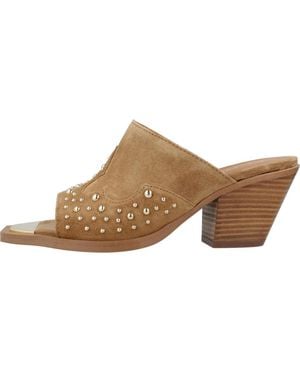 Alpe Heeled Mules - Braun