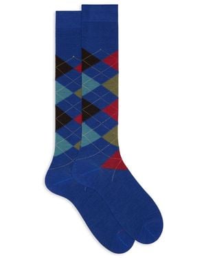Gallo Lange Wollen Sokken Met Intarsia Patroon - Blauw