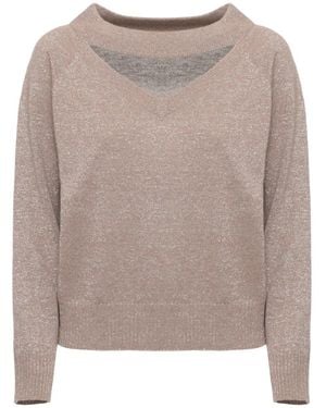 D.exterior Rundhals-Strickpullover - Grau