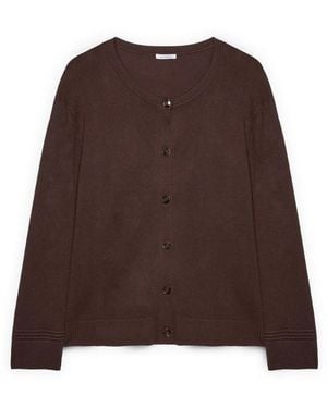 FIORELLA RUBINO Truien & Vesten ,Bruin ,Nylon Fijne Viscose Blend Cardigan