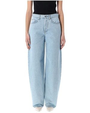 Mugler Blaue lace-up wide leg jeans