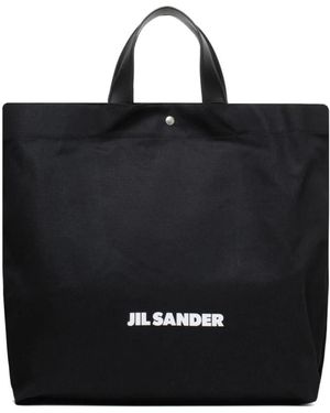 Jil Sander Schwarze Flat Shopper Tasche
