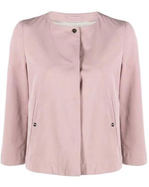 Herno Collarless Cropped-Sleeve Jacket - Pink