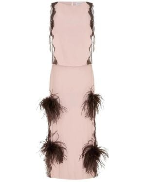 16Arlington Romina Midi Kleid Mit Federn - Pink