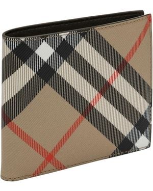 Burberry Check Pattern Folding Wallet - Green