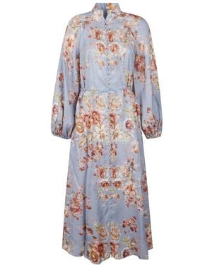 Zimmermann Kleedjes ,Veelkleurig ,Linnen Awaken Billow Maxi Dress - Blauw