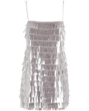 retroféte Wolk Sequin Franje Jurk - Grijs