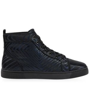 Christian Louboutin Ocean High Top Jacquard Sneakers - Blau