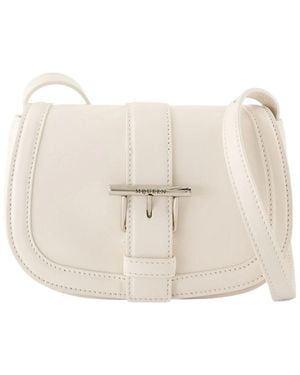 McQueen Weiße Leder T-Bar Mini Tasche
