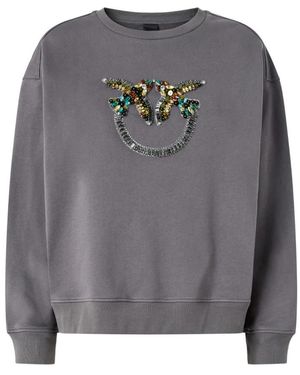 Pinko Hoodies & Sweatvesten ,Grijs ,Katoen Nelly Sweatshirt
