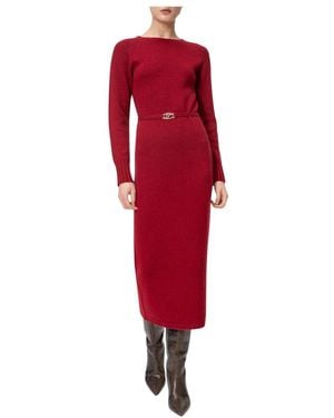 Twinset Strickkleid Mit Hohem Kragen - Rot