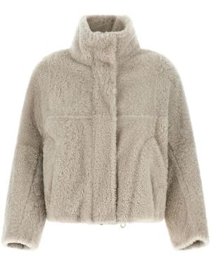 Brunello Cucinelli Jack Met Hoge Hals Van Shearling - Naturel