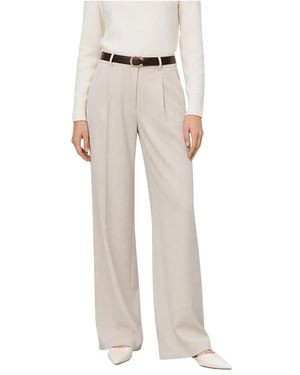 Kocca Broeken ,Plissée Wijde Broek Met Hoge Taille En Krijtstreep - Naturel