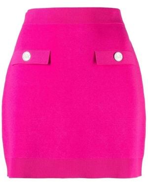 MICHAEL Michael Kors Logo-Embossed Buttoned Miniskirt - Pink