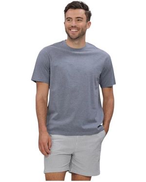 Profuomo Tops ,Grijs ,Katoen T-Shirt Ronde Hals Gemerceriseerd Stretch Piqué - Blauw