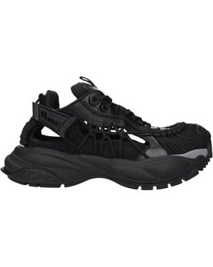 Versace Schwarze Leder Sportschuhe Mit Logos