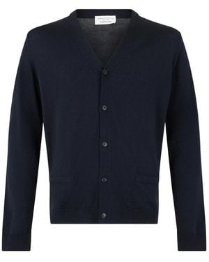 Roberto Collina Wollstrickjacke Mit Knopfleiste - Blau