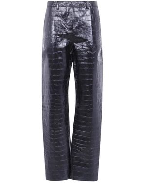 KHAITE Broeken ,Zwart ,Leer Hunter Pant - Blauw