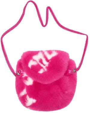Gcds Kleine Comma Kunstpelz Logo Umhängetasche - Pink