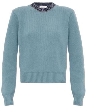 Versace Trui Van Wol & Kasjmier Met Ronde Hals - Blauw