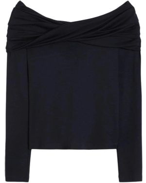 Max Mara Woll-Oberteil Mit Carmen-Ausschnitt - Blau