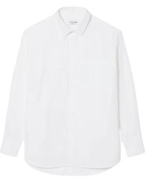 Lacoste Overhemden ,Wit ,Katoen Oversized Poplin Katoenen Blouse