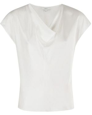 Vince Zijden Blouse Met Colhals - Wit