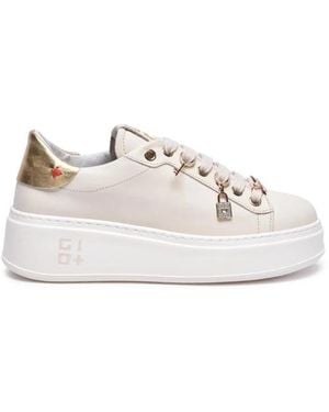 GIO+ Leder-Sneakers Mit 4 Cm Absatz - Weiß
