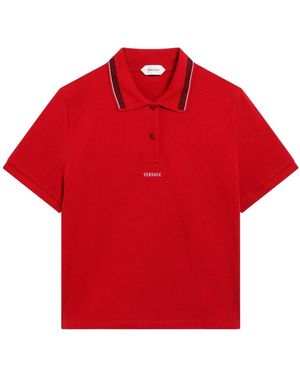 Versace Greca Katoenen Piqué Polo - Rood