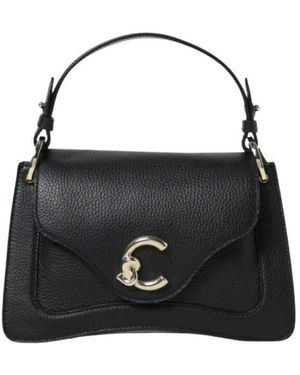 Coccinelle Genarbte Leder-Schultertasche Mit C-Me Logo - Schwarz