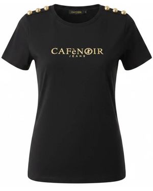 CafeNoir Tops ,Zwart ,Katoen Elegant T-Shirt