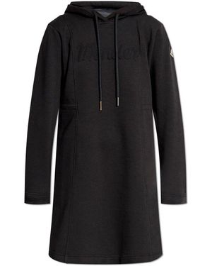 Moncler Logo-Patch Baumwollmix-Kapuzenkleid - Schwarz