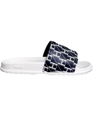 HUGO Moderne Open Achter Slides Wit - Blauw