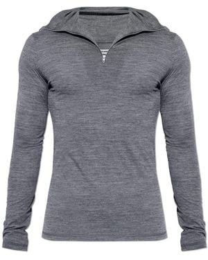 Jil Sander Gerippter Rollkragenpullover Mit Halblangem Reißverschluss - Grau