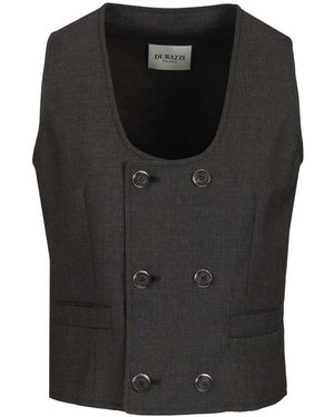 DURAZZI MILANO Taillierter, Zweireihiger Gilet - Schwarz