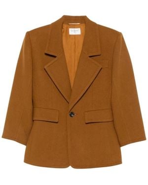 Saint Laurent Jassen ,Bruin ,Wol Enkelrijig Jasje Van Geborsteld Wol