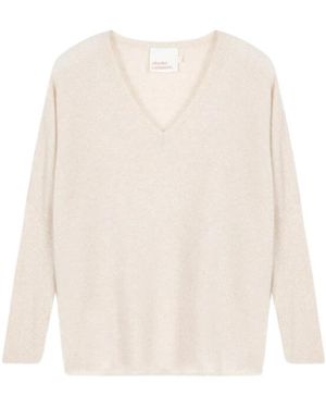 ABSOLUT CASHMERE V-Ausschnitt Poncho Pullover - Weiß