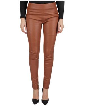 Kiton Leather Trousers - Marrone