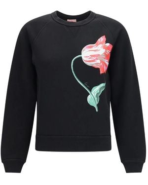 KENZO Hoodies & Sweatvesten ,Zwart ,Katoen Tulip-Print Sweatshirt - Blauw