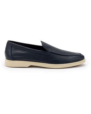 Frau Blaue Leder-Casual-Loafer