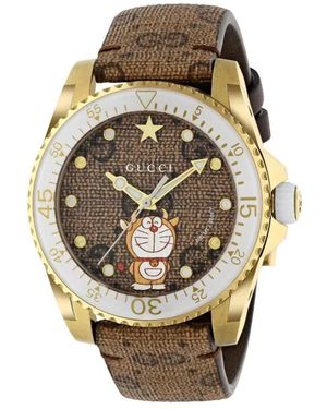 Gucci Accessoires ,Geel ,Leer Duikhorloge - Metallic