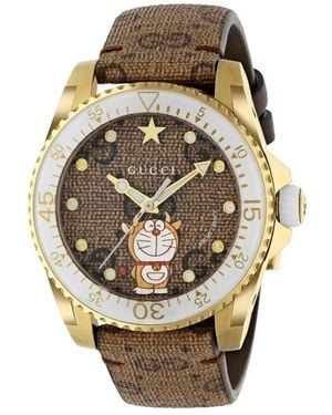 Gucci Accessoires ,Geel ,Leer Duikhorloge - Metallic