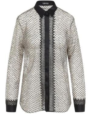 Tom Ford Transparente Hemdbluse Mit Tupfenmuster - Grau