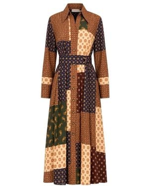 Zimmermann Tuck Midi Jurk - Bruin
