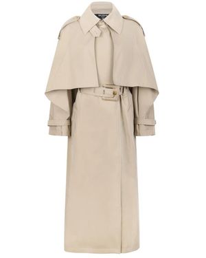 Balmain Katoenen Gabardine Cape Trenchcoat - Naturel