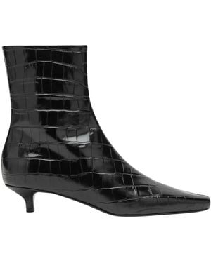 TOTEME Slim Croco-Embossed Enkellaars - Zwart